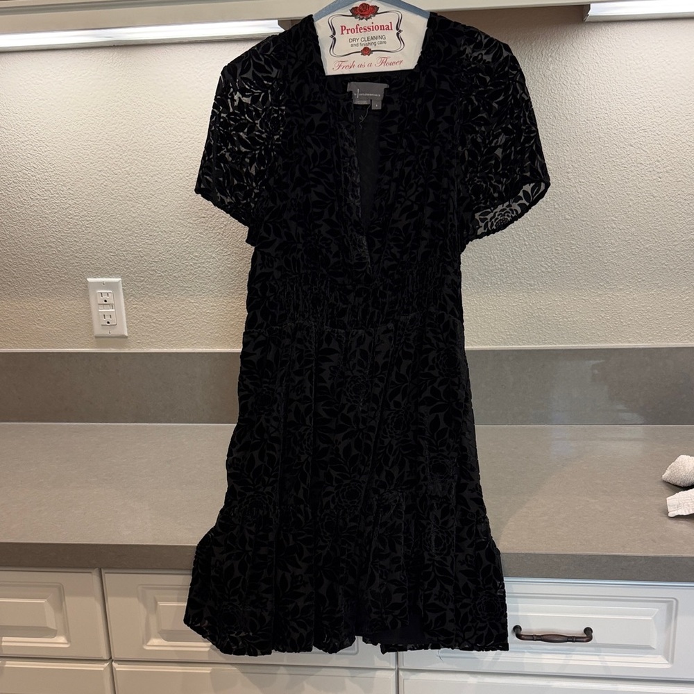 Anthropologie Black Textured Mini Dress